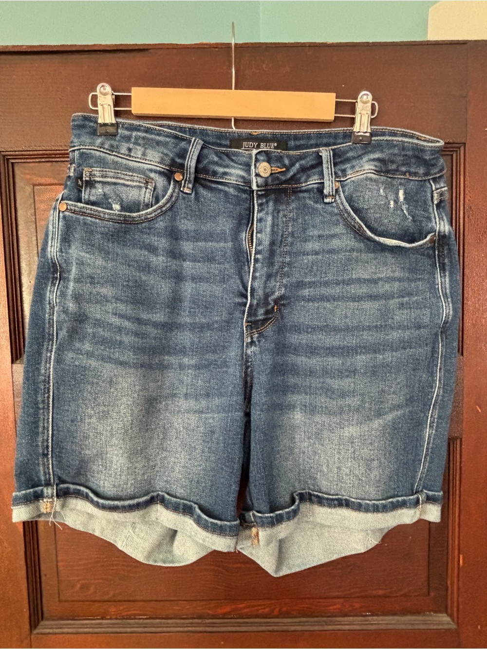 Judy Blue Medium Wash Rolled Hem Denim Shorts